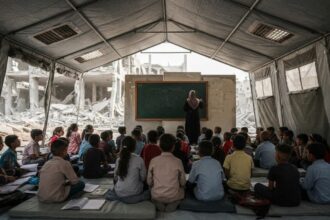 Crianças palestinas voltam às aulas em Gaza após 3 anos e em escolas destruídas pela guerra; VÍDEO