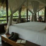 Lodge leva hóspedes para dormir na floresta amazônica